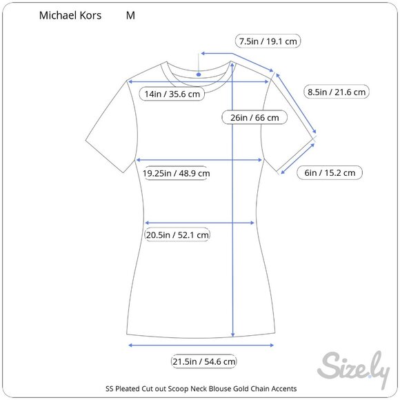 Michael Kors Red Pleated Cut-Out Blouse Gold Chain Accents SS Scoop Neck Med - Picture 9 of 9